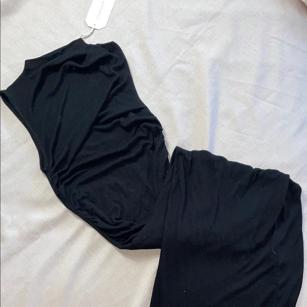 Enza Costa Twist Silk Midi Black